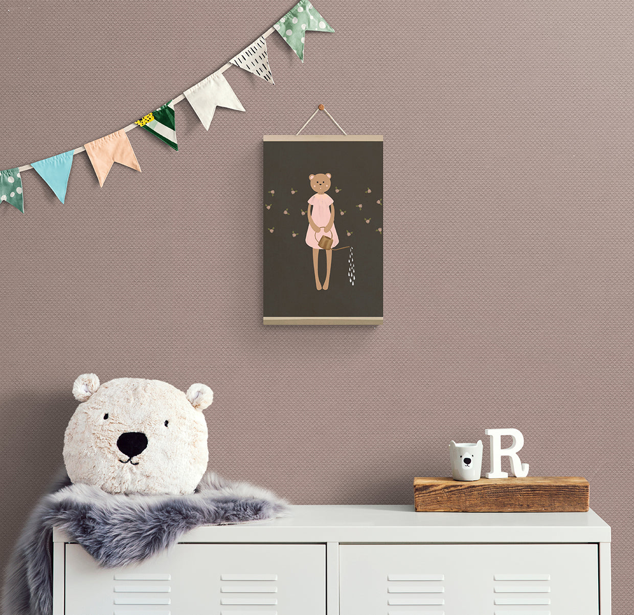 Bear Watering Rose Garden – Canvas Art for Young Carers