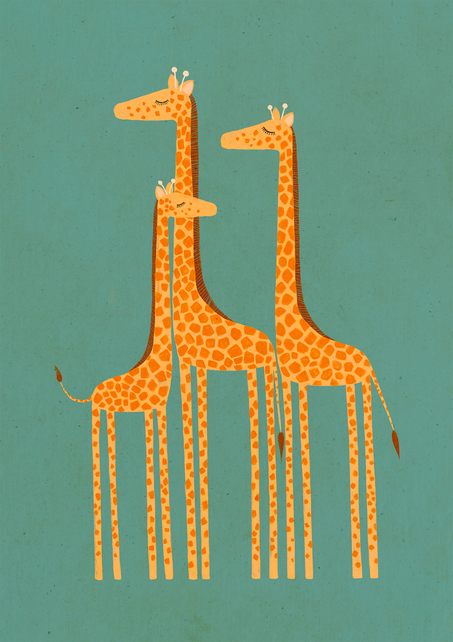 A Family of Giraffes - Canvas Wall Art