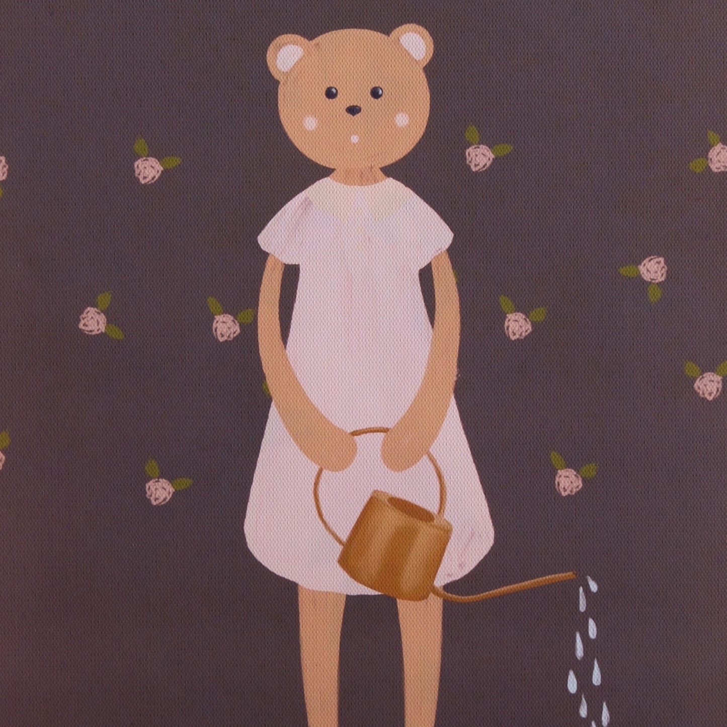 Bear Watering Rose Garden – Canvas Art for Young Carers