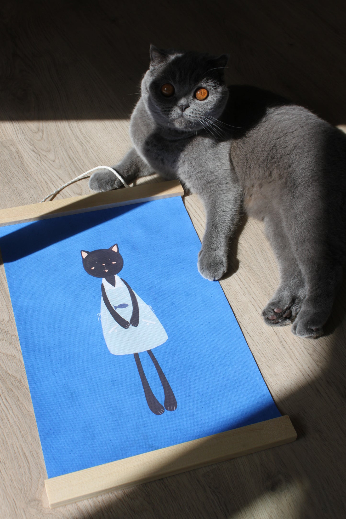 Cute Black Kitty – Canvas Art with Apron Charm