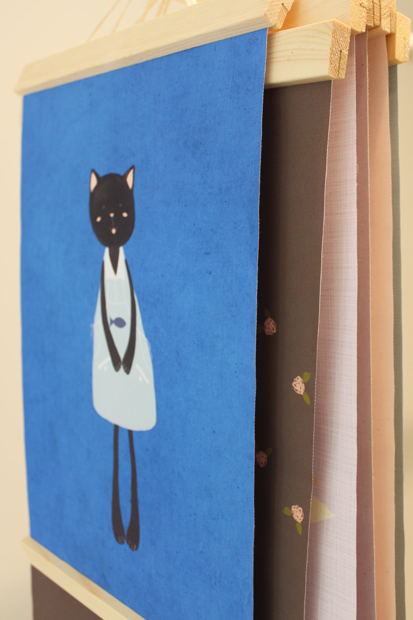 Cute Black Kitty – Canvas Art with Apron Charm