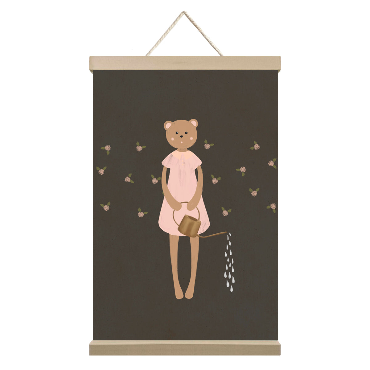 Bear Watering Rose Garden – Canvas Art for Young Carers