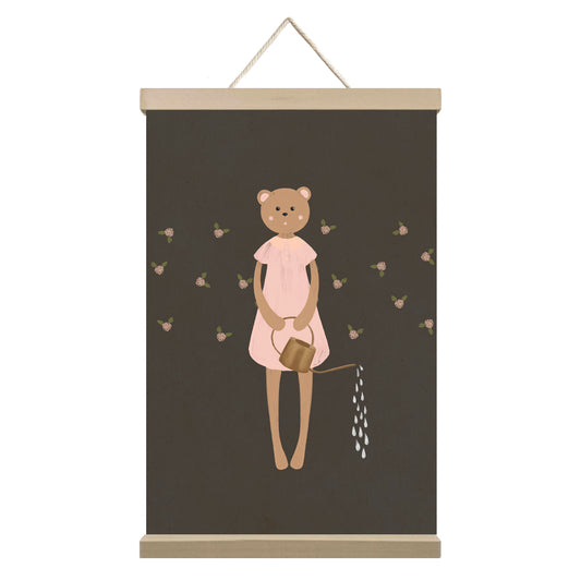 Bear Watering Rose Garden – Canvas Art for Young Carers