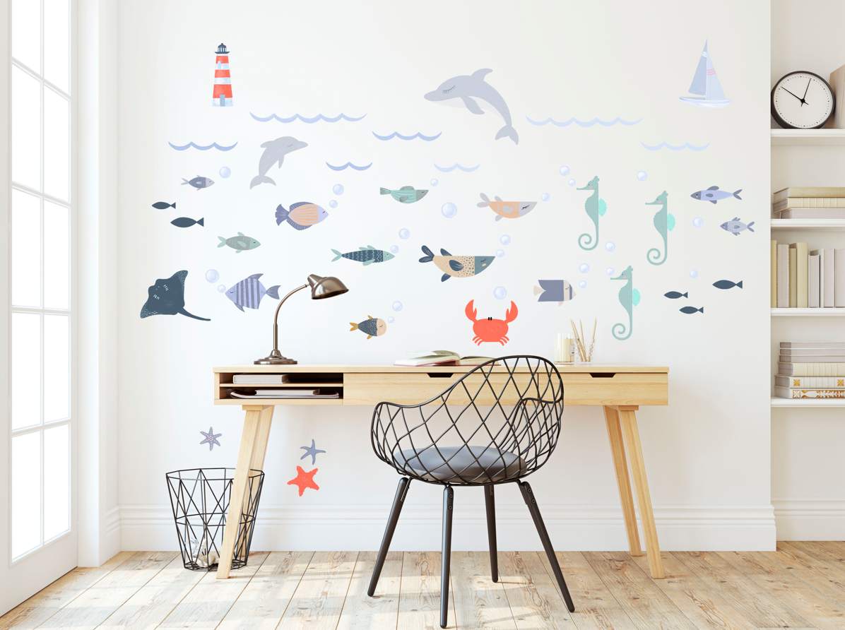 Sea Life Above & Below – Fabric Wall Stickers