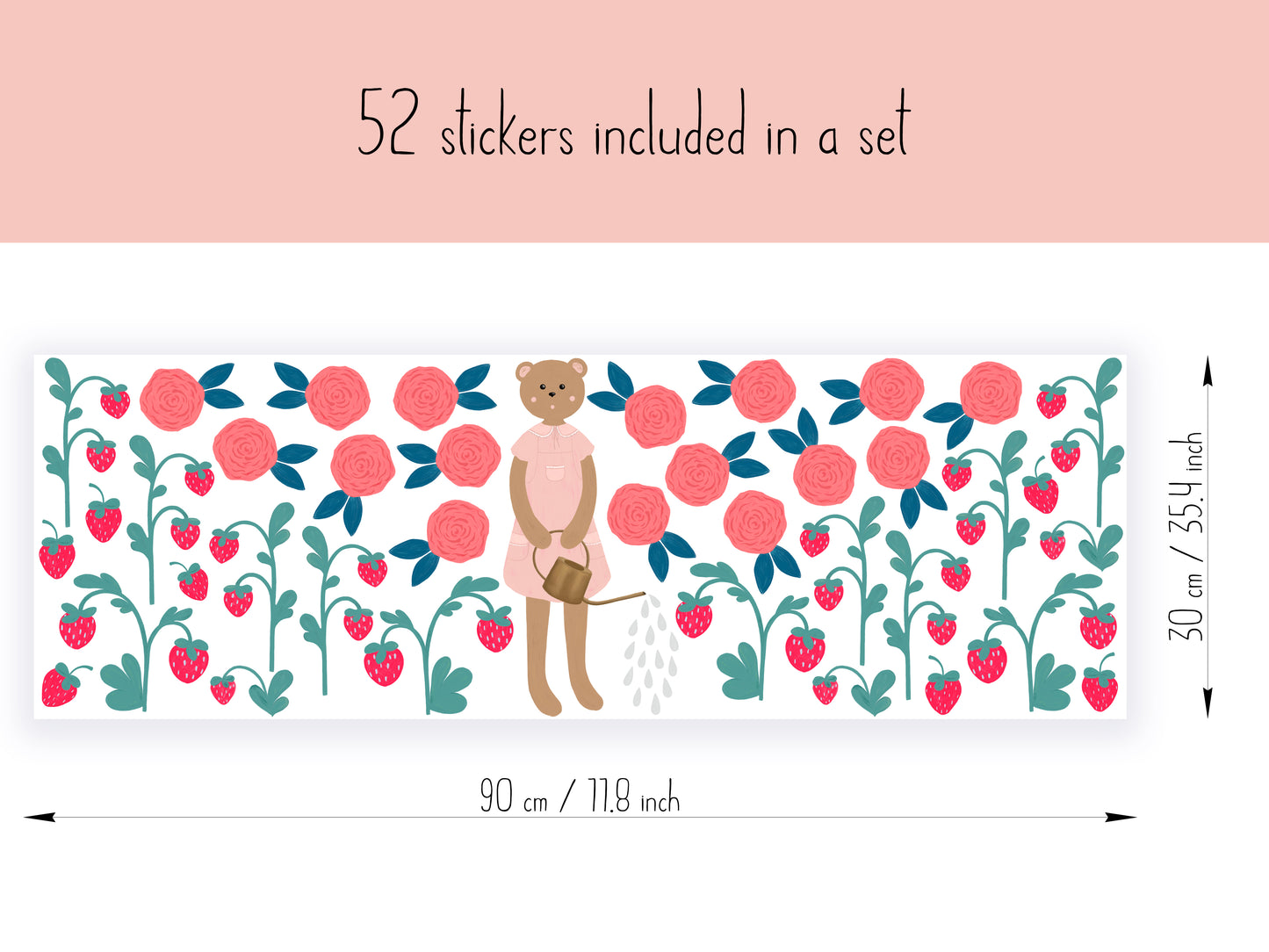 Bear Watering the Garden / Fabric Wall Stickers for Little Carers