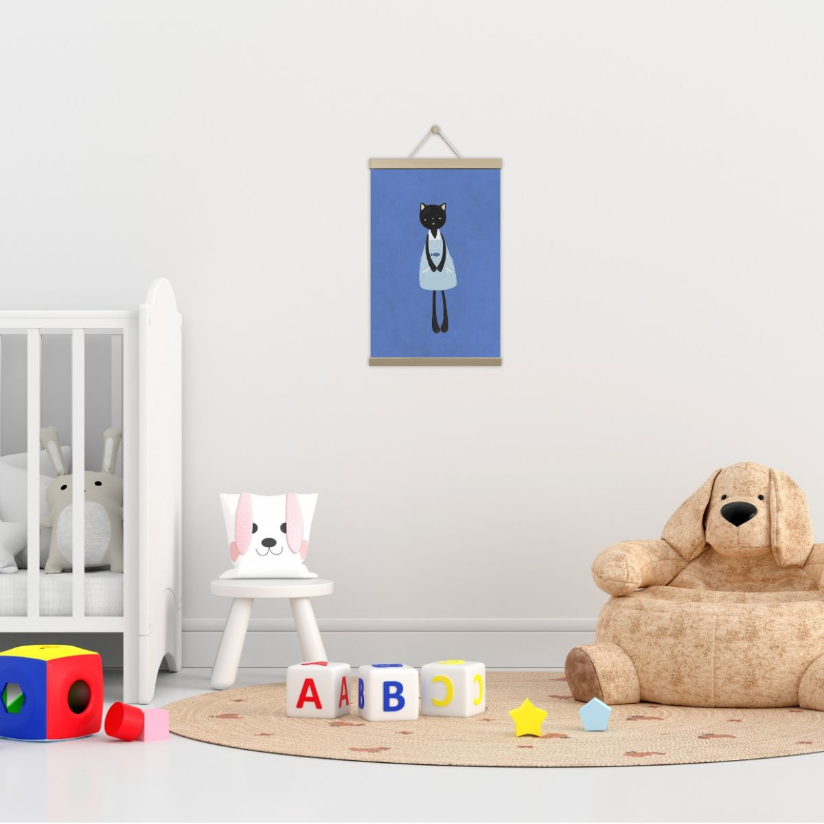 Cute Black Kitty – Canvas Art with Apron Charm