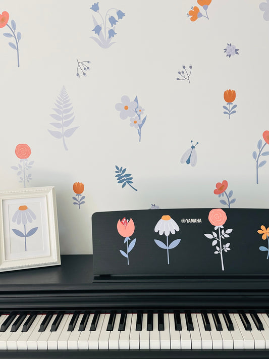 Blue Flowers Dream - Fabric Wall Stickers