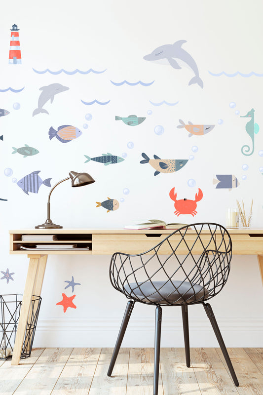 Sea Life Above & Below – Fabric Wall Stickers