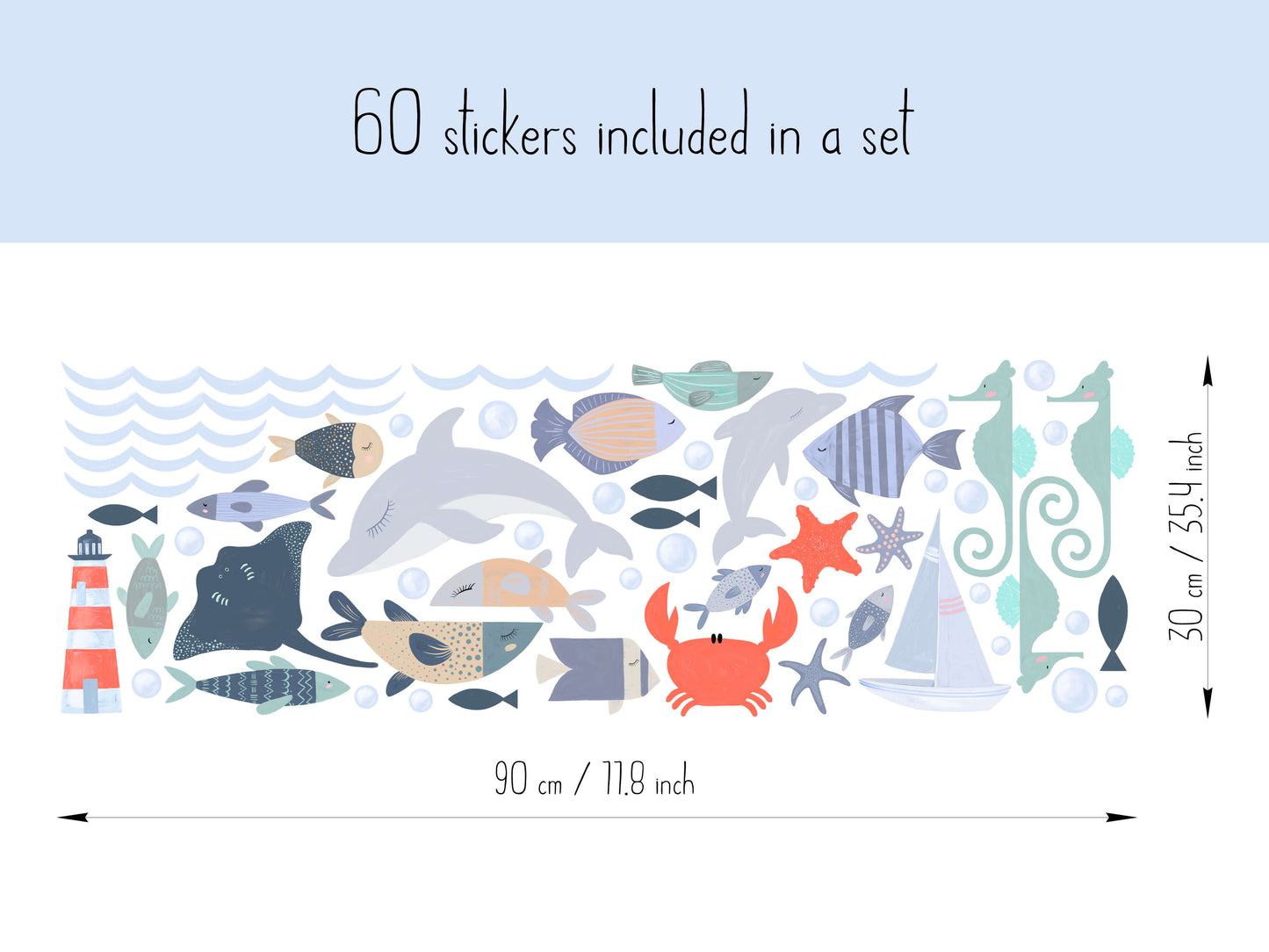 Sea Life Above & Below – Fabric Wall Stickers