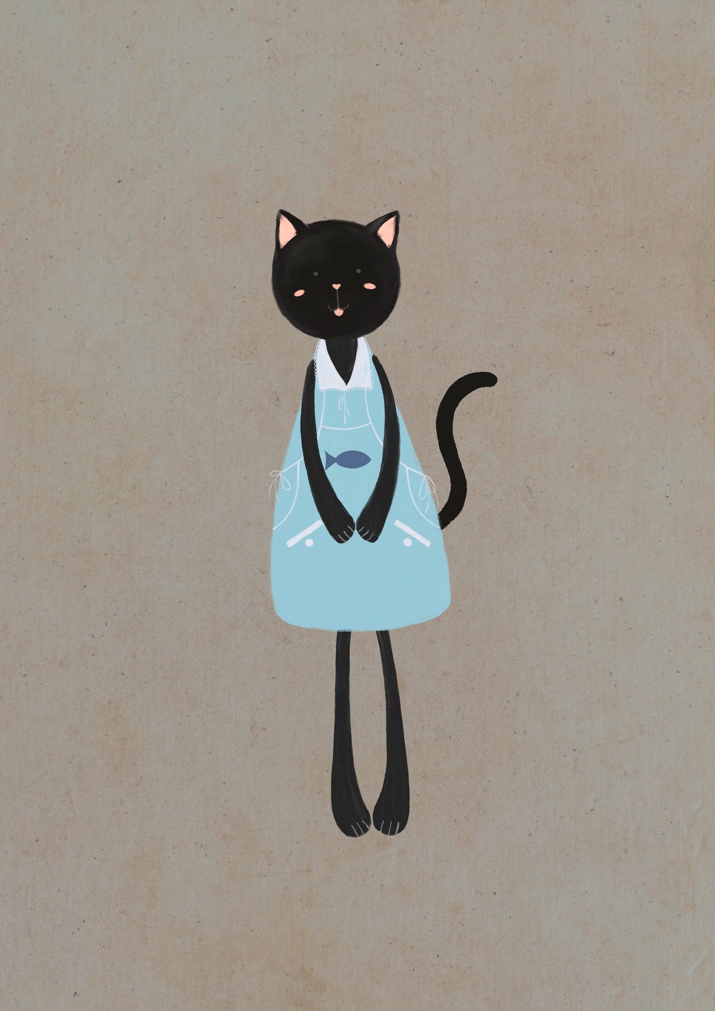 Black Cat Brown Background - Prints Wall Art Decor