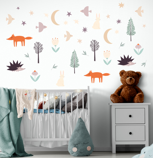 Forest Stories at Night - Vinyl Wall Art Decals / Stickers for Children's Rooms