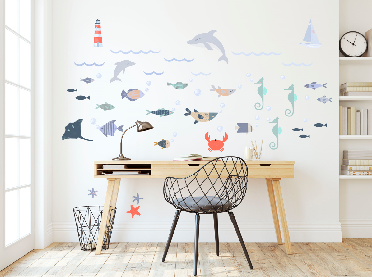 Sea Life - Fabric Wall Art Decals / Stickers for Children's Rooms