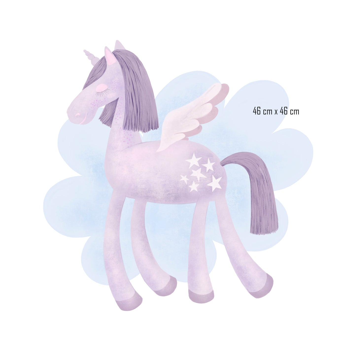 Purple Unicorn In The Clouds - Fabric Wall Art Decals / Stickers for Children's Rooms