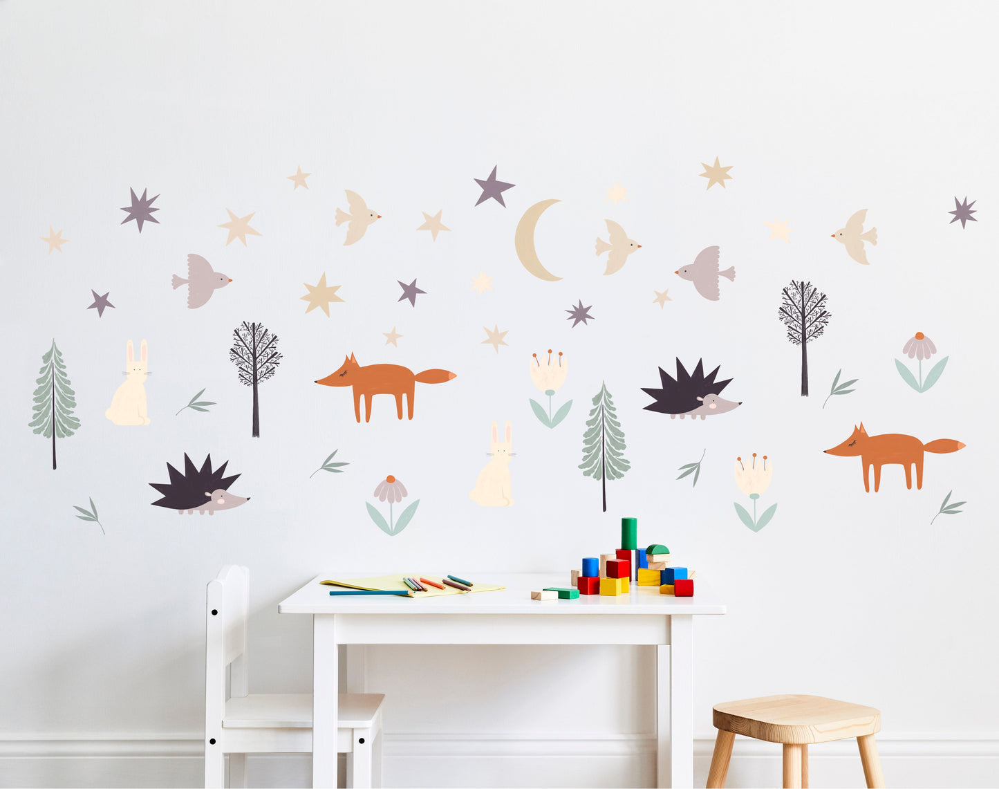 Forest Stories at Night - Vinyl Wall Art Decals / Stickers for Children's Rooms