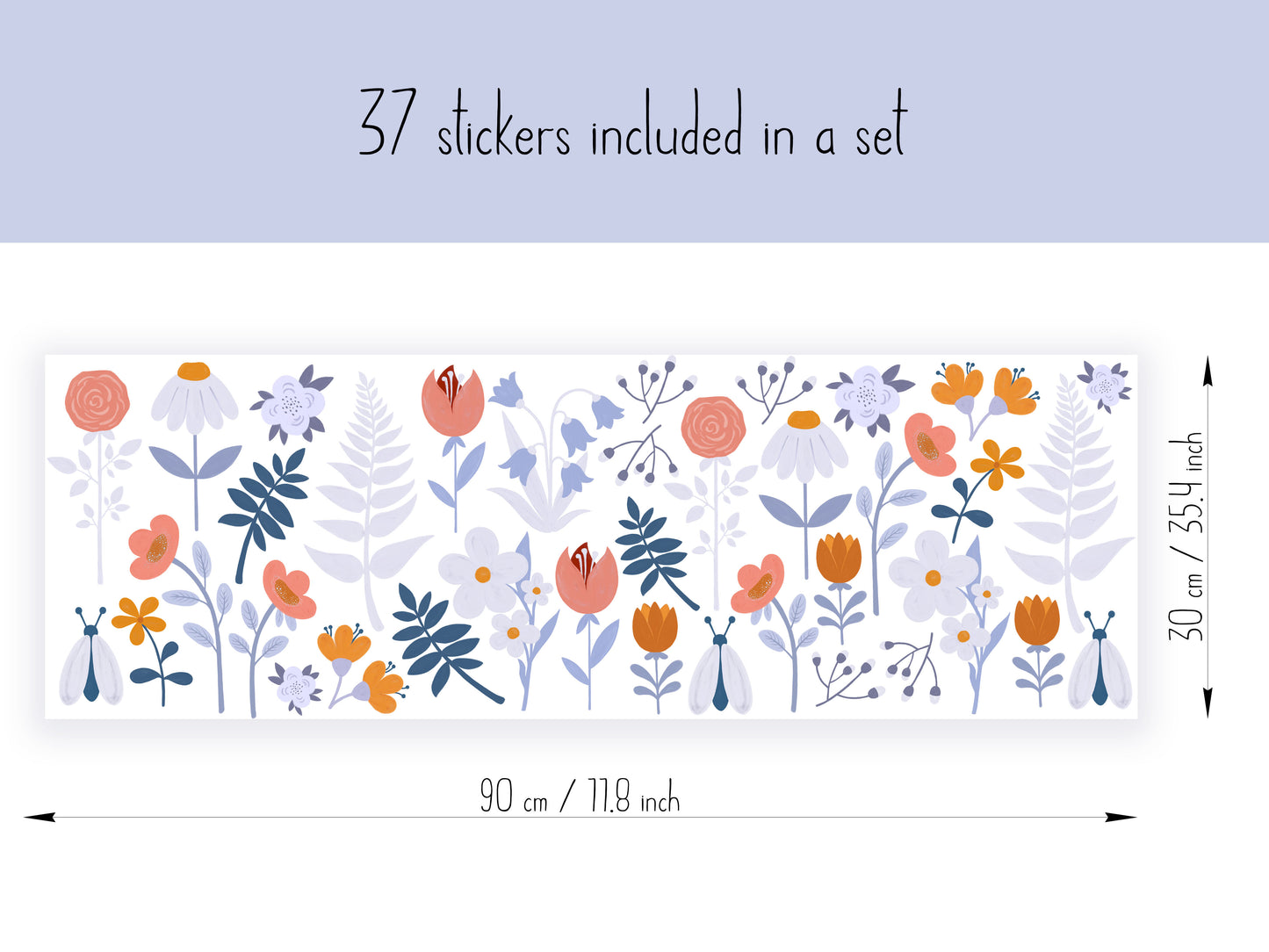 Blue Flowers - Vinyl Wall Art Decals / Stickers for Children's Rooms