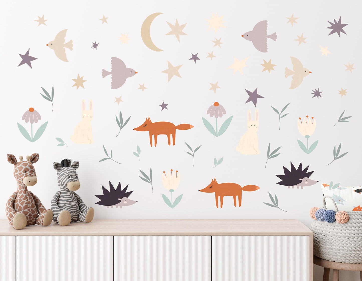 Forest Stories at Night - Fabric Wall Art Decals / Stickers for Children's Rooms