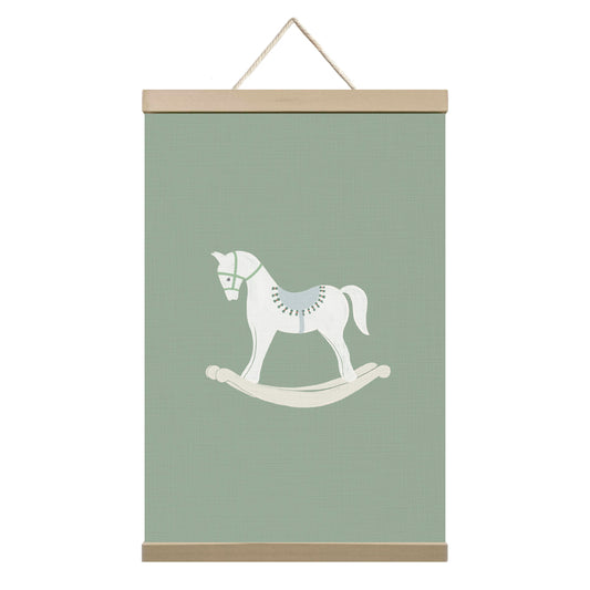 My Vintage Horse Toy Pistachio Green Background - Prints Wall Art Decor