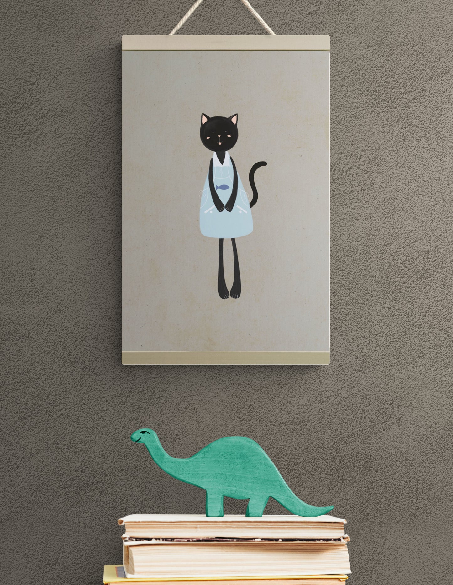 Black Cat Brown Background - Prints Wall Art Decor