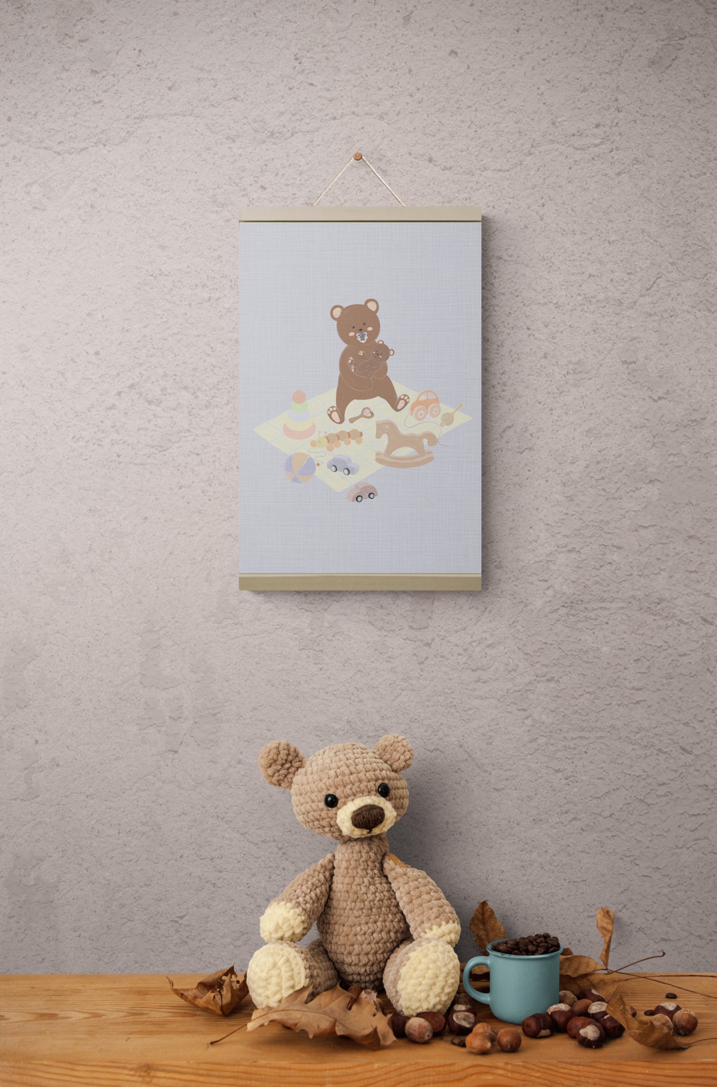 Singing Lullabies to Teddy Bear - Prints Wall Art Decor